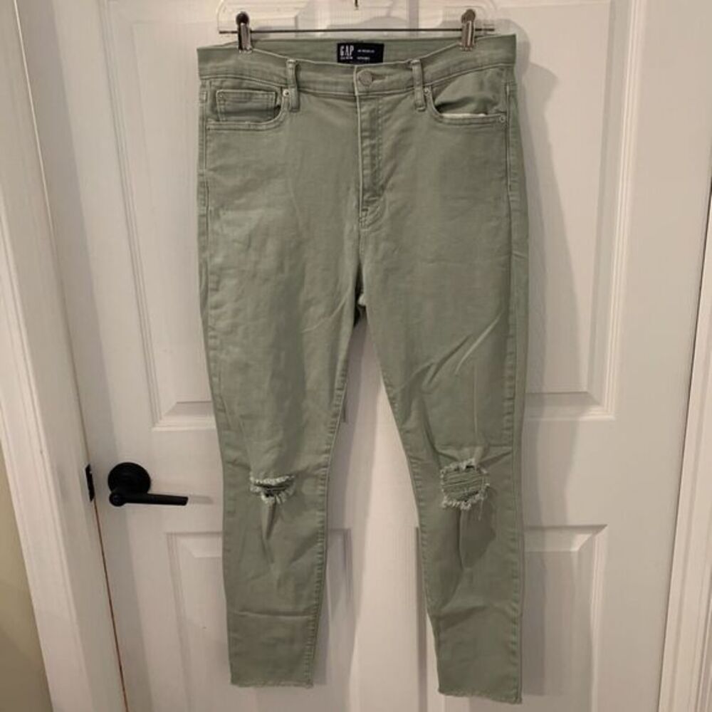 Gap Denim Women's size‎ 30 Green Ripped Distressed Skinny Leg Girlfriend Jeans